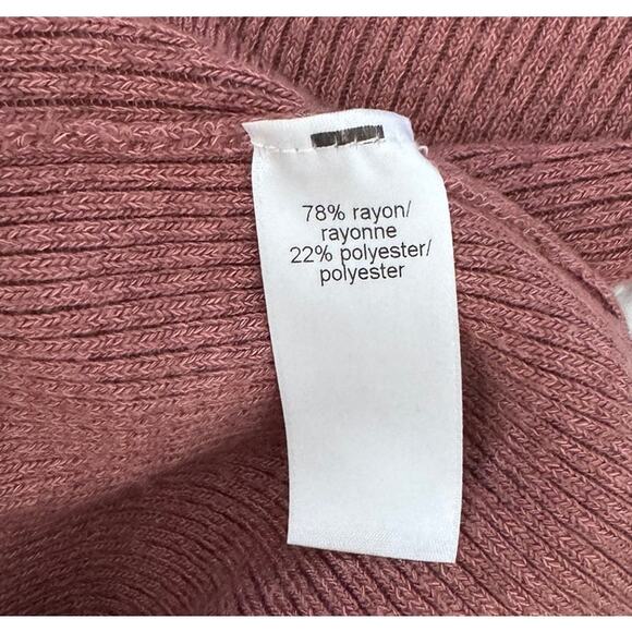 Maurices Small V Neck 3/4 Sleeve Rose Pink Ribbed Sweater Rayon Polyester - Picture 5 of 7